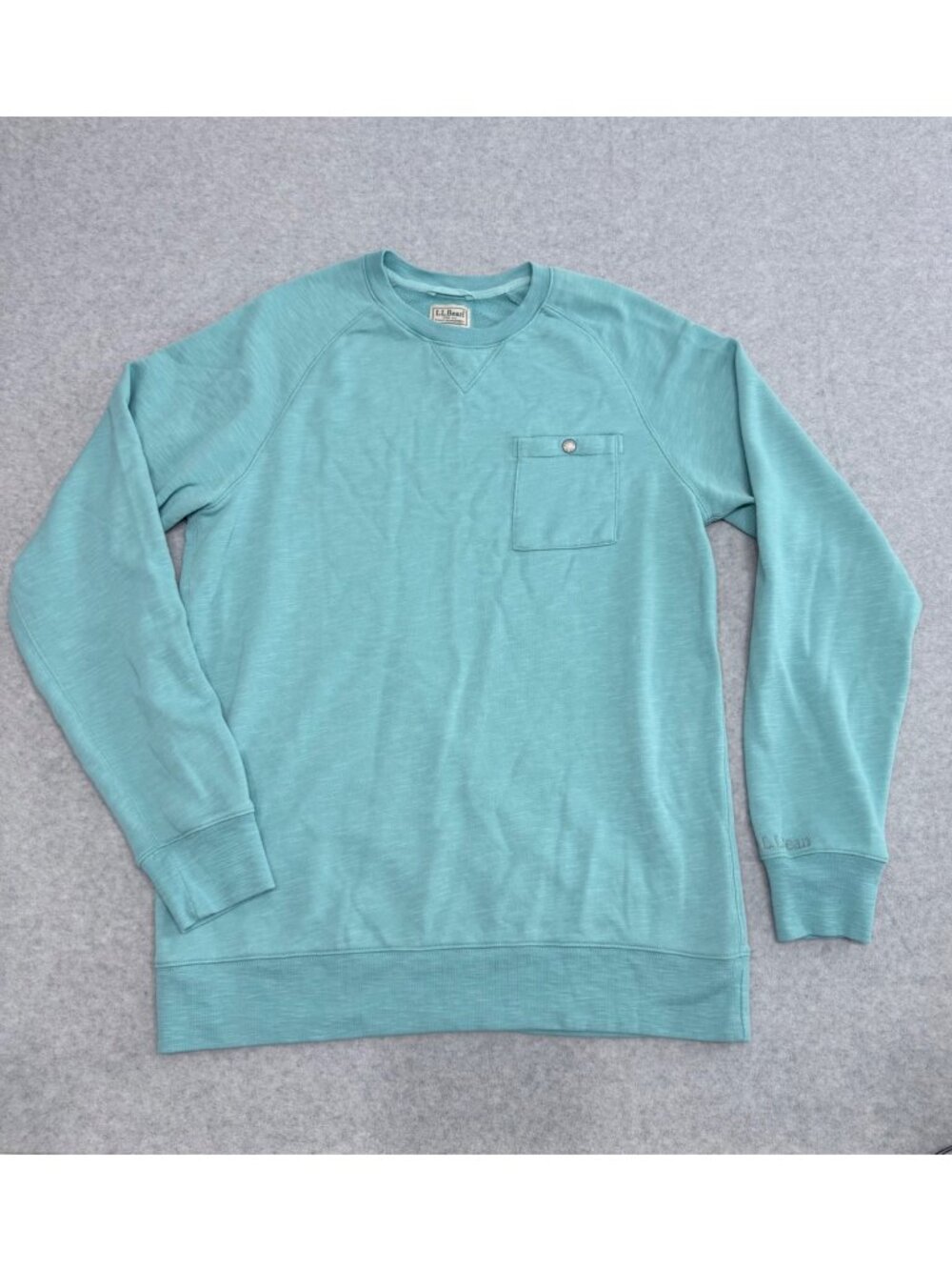 L.L. Bean Mens Aqua Pullover Sweatshirt With Pocket Cotton Blend Size M Tall